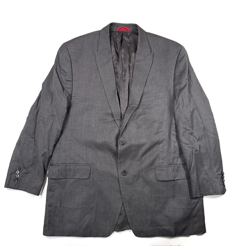 Alfani Blazer Mens 46R Slim Solid Gray Wool 2 Button Jacket